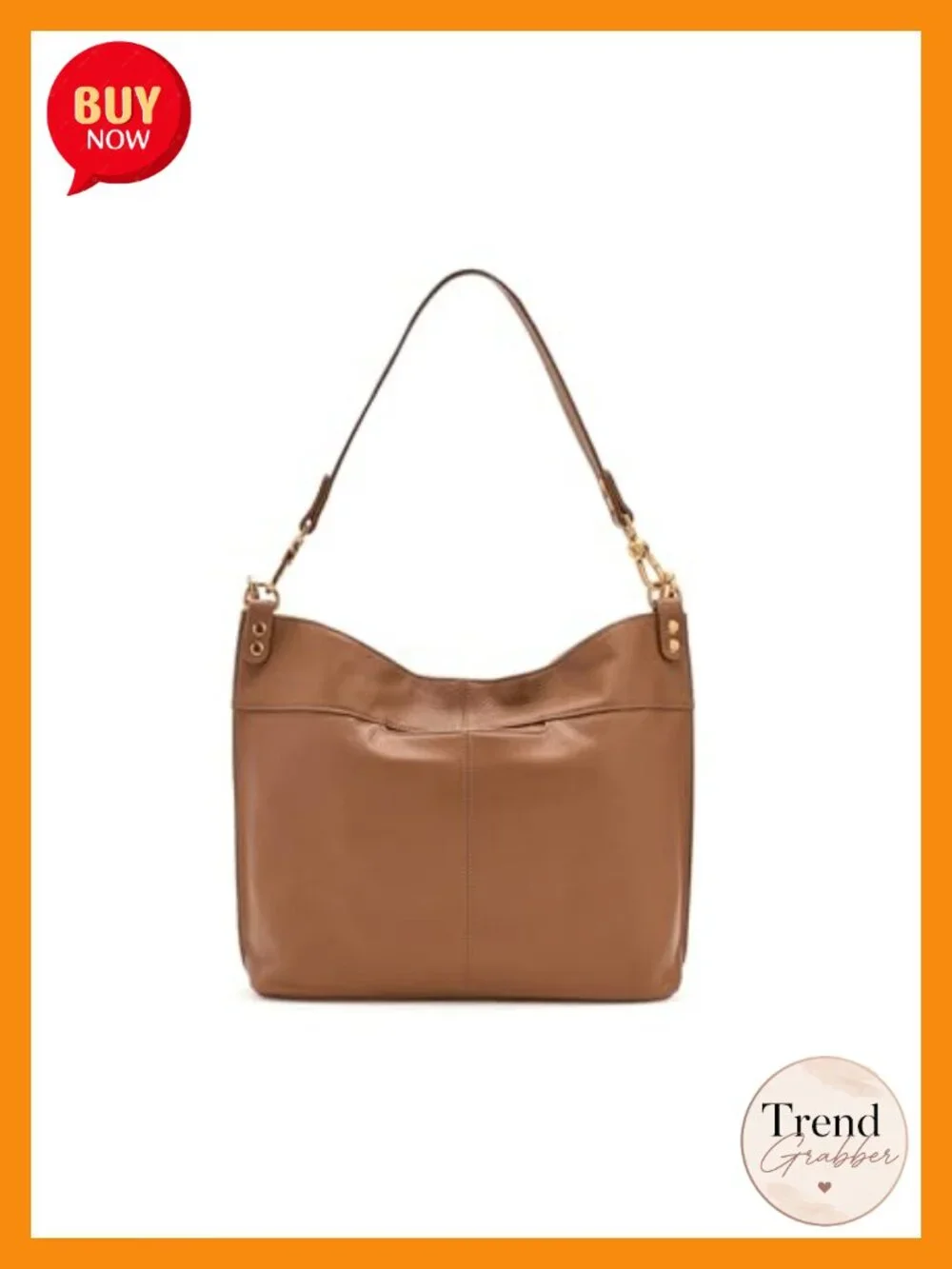 Leather Hobo Shoulder Bag with Phone Pocket and Hidden Magnet Closure